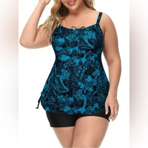 Rivelino Women Plus Size Bathing Suits Paisley Print Two Piece tankini